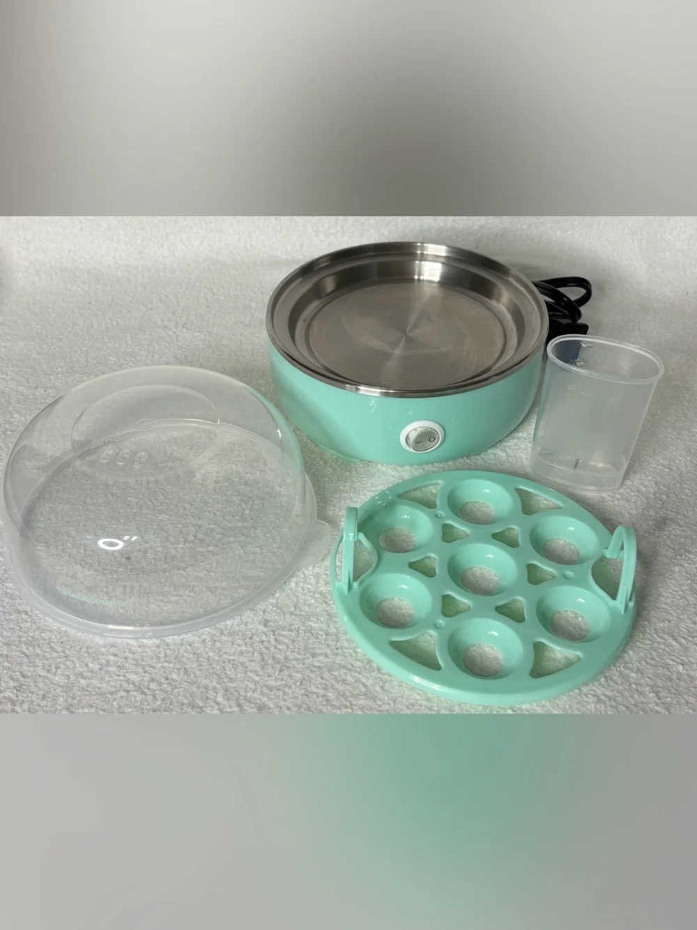 Mint Green Electric Egg Cooker with Transparent Lid